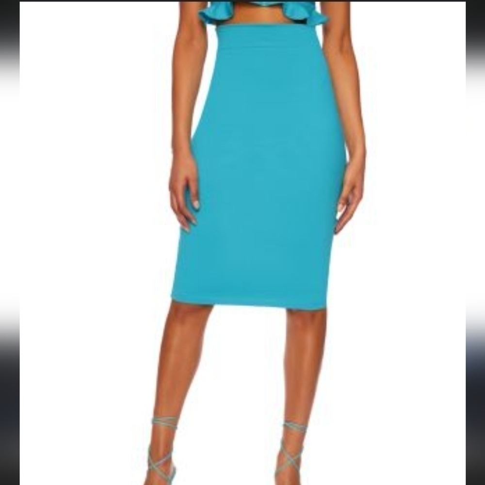 NWOT SUSANA MONACO BLUE HIGH WAIST SKIRT SIZE SMALL